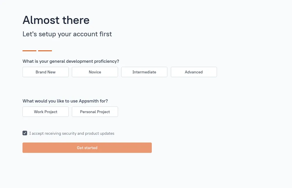 Appsmith 설문조사 페이지