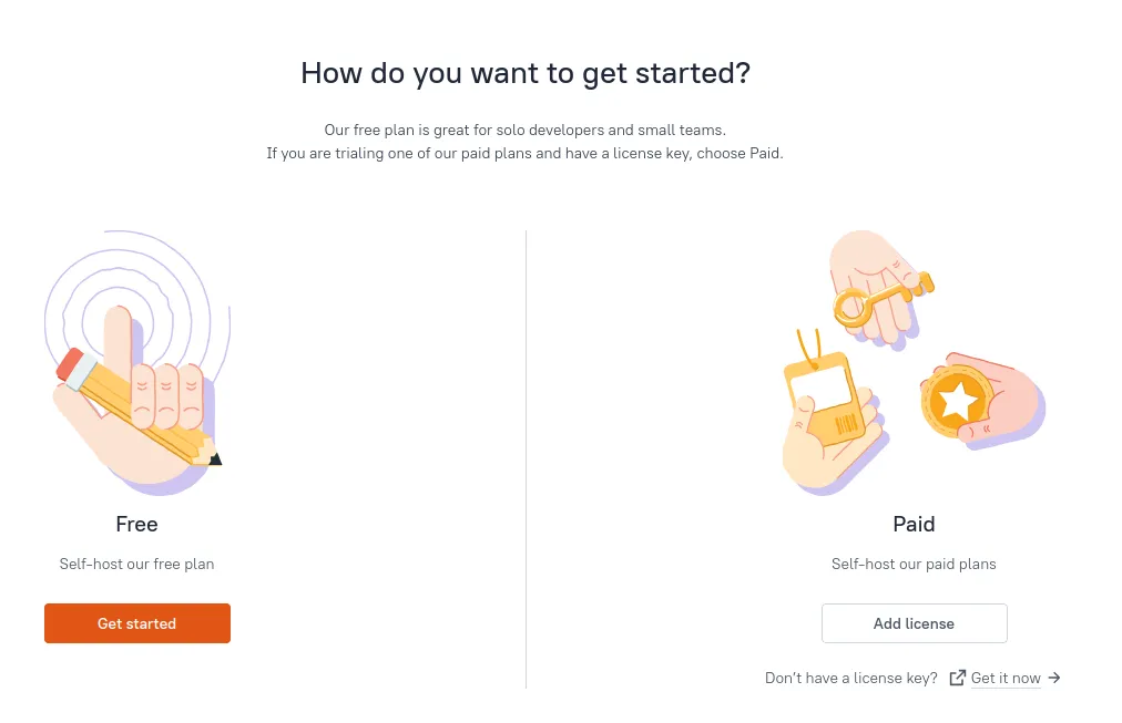 Appsmith 무료 버전 선택 화면